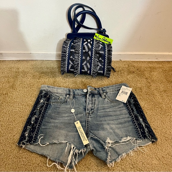 NEW - 2pc Festival Denim Fringe Set - Sam Edelman & Blank NYC - Picture 2 of 14